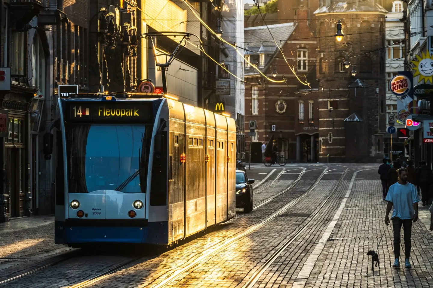 Tram Number 14, Amsterdam, approaches Rembrandtplein